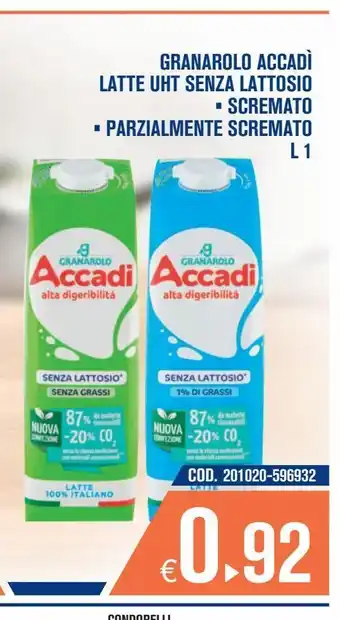 Adhoc Latte senza lattosio * c=scremato * parzialmente scremato l 1 granarolo offerta