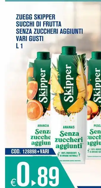 Succo di frutta senza zuccheri aggiunti vari gusti l 1 skipper zuegg