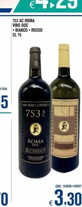 Adhoc 753 ac roma vino doc * bianco * rosso cl 75 offerta