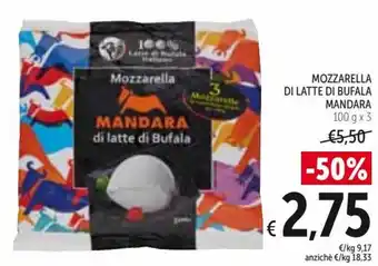 Spazio Conad Mandara Mozzarella Di Latte Di Bufala 100 g x 3 offerta
