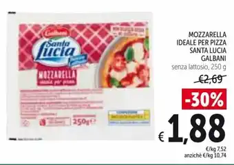 Spazio Conad Galbani Santa Lucia Mozzarella Ideale per Pizza senza lattosio, 250 g offerta