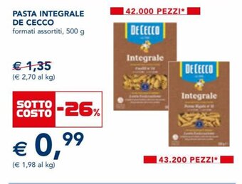 Esselunga De Cecco Pasta Integrale 500 g offerta