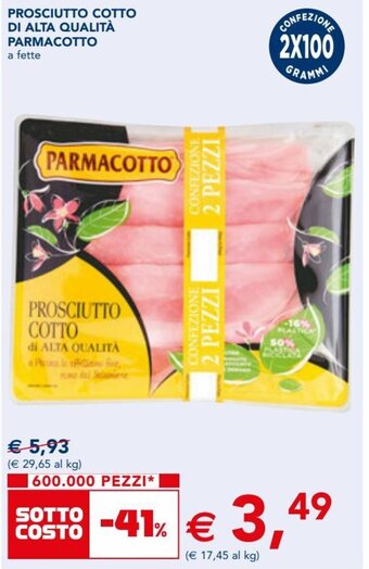 Esselunga Parmacotto Prosciutto Cotto di Alta Qualità a fette offerta
