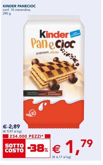 Esselunga Kinder Panecioc conf. 10 merendine, 290 g offerta