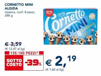 Esselunga Algida Cornetto Mini classico, conf. 8 pezzi, 288 g offerta