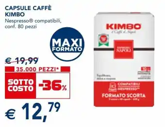 Esselunga Kimbo Capsule Caffè Nespresso compatibili conf. 80 pezzi offerta