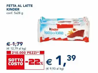 Esselunga Kinder Fetta al Latte conf. 5x28 g offerta