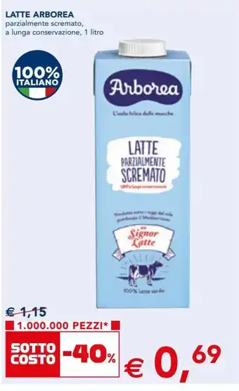 Esselunga Arborea Latte parzialmente scremato, a lunga conservazione, 1 litro offerta