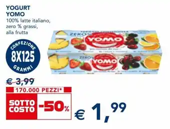 Esselunga Yomo Yogurt 100% latte italiano, zero % grassi, alla frutta offerta