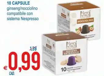 MD Discount 10 Capsule ginseng/nocciolino compatibile con sistema Nespresso offerta