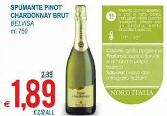 MD Discount Belvisa Spumante Pinot Chardonnay Brut ml 750 offerta