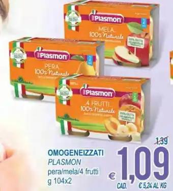 MD Discount Plasmon Omogeneizzati pera/mela/4 frutti g 104x2 offerta