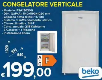 MD Discount Beko Congelatore Verticale FSA13030N offerta