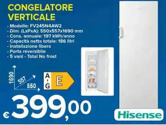 MD Discount Hisense Congelatore Verticale FV245N4AW2 offerta