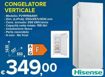 MD Discount Hisense Congelatore Verticale FV191N4AW1 offerta