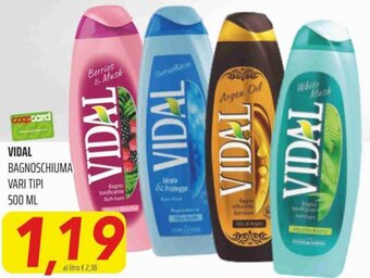 Coop Superstore Vidal Bagnoschiuma Vari Tipi 500 ml offerta