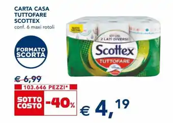 Esselunga Scottex Tuttofare Carta Casa 6 maxi rotoli offerta