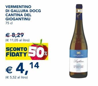 Esselunga Cantina del Giogantinu Vermentino di Gallura Docg 75 cl offerta