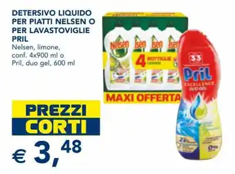 Nelsen Detersivo Liquido per Piatti o Per Lavastoviglie Pril 4x900 ml, 600 ml