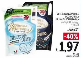 Spazio Conad Spuma di Sciampagna Detersivo Lavatrice Ecoricarica 1305 ml. offerta
