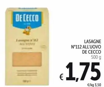 Spazio Conad De Cecco Lasagne N°112 All'Uovo 500 g offerta