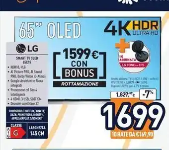 Unieuro Ultra hd  | 65" oled 4k!  hdr) 1599€  in abbinata lg tonefps  con bonus  tv 80.cf minh  rottamazione  lg smart tv oled  65c15 offerta