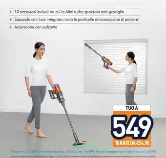 Unieuro + 10 accessori inclusi tra cui la mini turbo spazzola anti-groviglio + spazzola con luce integrata rivela le particelle micro offerta