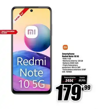Full hd+ 6,5" tripla fotocamera da 48mp וח וח redmi note 10 5g smartphone redmi note 10 5g - ram: 4 gb memoria interna: