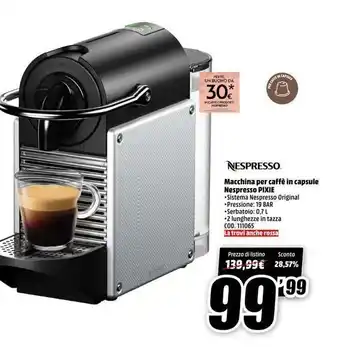 MediaWorld Pertl un buono da am 30* natroom sto nespresso macchina per caffè in capsule nespresso pixie sistema nespresso original • offerta