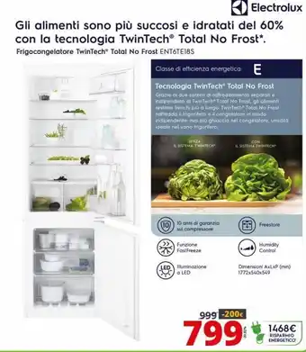 Comet Electrolux gli alimenti sono più succosi e idratati del 60% con la tecnologia twintech® total no frost*. frigocongelatore twi offerta