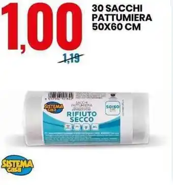 Eurospin Sistema Casa 30 Sacchi Pattumiera 50x60 cm offerta