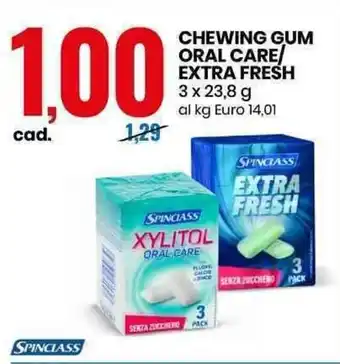Eurospin Spinclass Chewing Gum Oral Care/Extra Fresh 3x23,8 g offerta