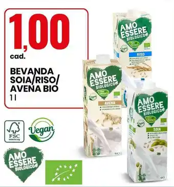 Amo Essere Biologico Bevanda Soia/Riso/Avena Bio 1L