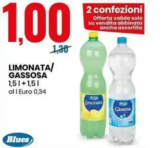 Eurospin Blues Limonata/Gassosa 1,5l + 1,5l offerta