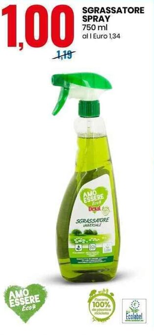 Eurospin Amo Essere Eco Sgrassatore Spray 750 ml offerta