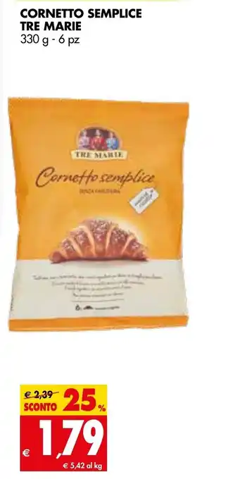 Tigros Tre Marie Cornetto Semplice 330 g - 6 pz offerta
