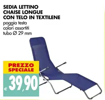 Sedia Lettino Chaise Longue Con Telo in Textilene Ø 29 mm