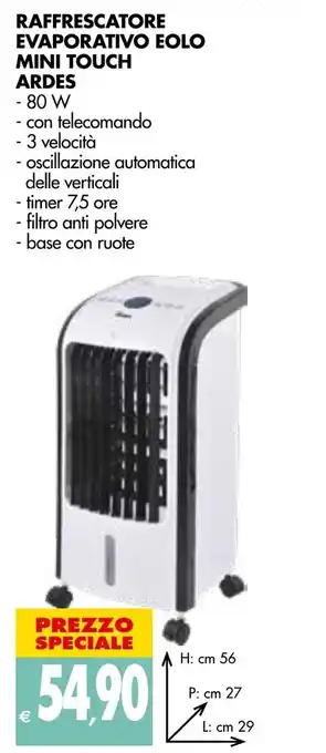 Tigros Raffrescatore Evaporativo Eolo Mini Touch Ardes 80 W offerta
