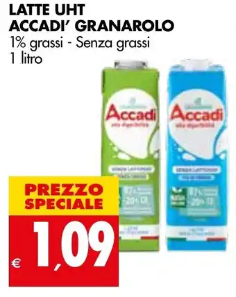 Tigros Granarolo Accadi' Latte UHT 1% grassi - Senza grassi 1 litro offerta