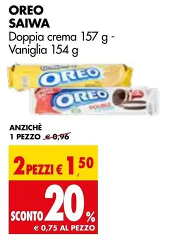 Tigros Oreo Saiwa Doppia crema 157 g- Vaniglia 154 g offerta