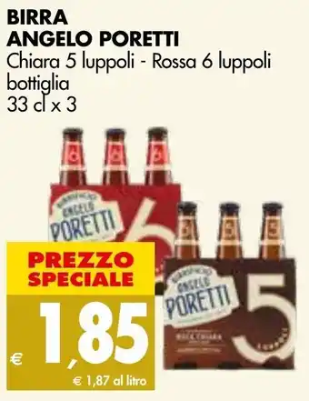 Tigros Angelo Poretti Birra Chiara 5 luppoli - Rossa 6 luppoli bottiglia 33 cl x3 offerta