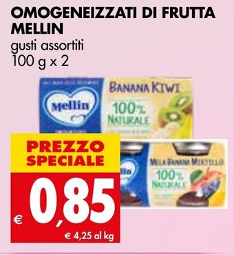 Tigros Mellin Omogeneizzati di Frutta gusti assortiti 100 g x 2 offerta