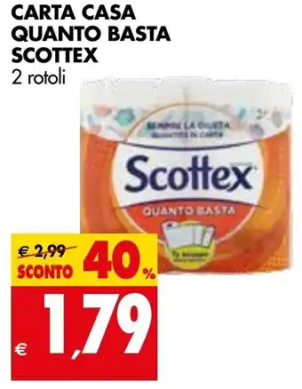 Tigros Scottex Carta Casa Quanto Basta 2 rotoli offerta