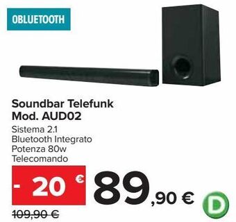 Carrefour Iper Soundbar telefunk mod. aud02 offerta