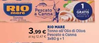 Carrefour Iper Rio mare tonno all'olio di oliva pescato a canna offerta