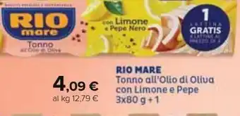 Carrefour Iper Rio mare tonno al'olio di oliva con limone e pepe offerta