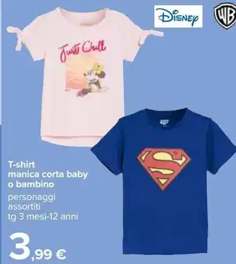 T-shirt manica corta baby o bambino