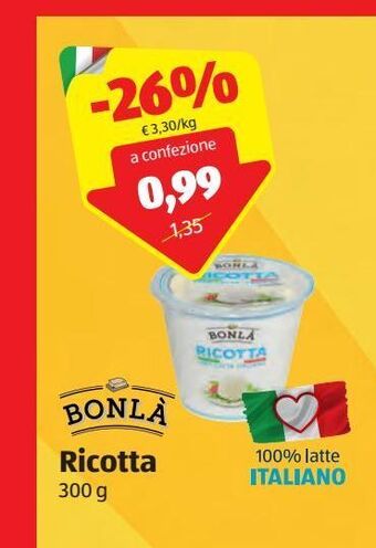 ALDI Ricotta bonla 300 g offerta