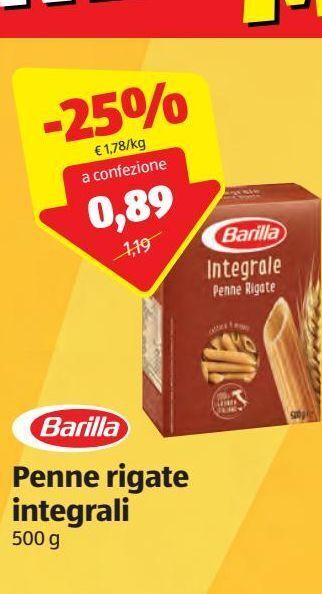 ALDI Barilla penne rigate integrali 500 g offerta