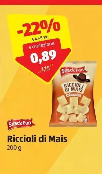 ALDI Riccioli di mais snack fun 200 g offerta